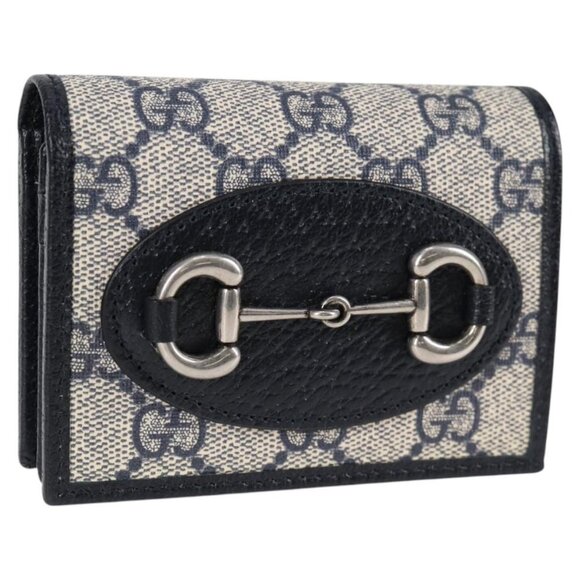 GUCCI GG Supreme Wallet PVC Silver Navy 621887 Auth ac3767M - Picture 1 of 16